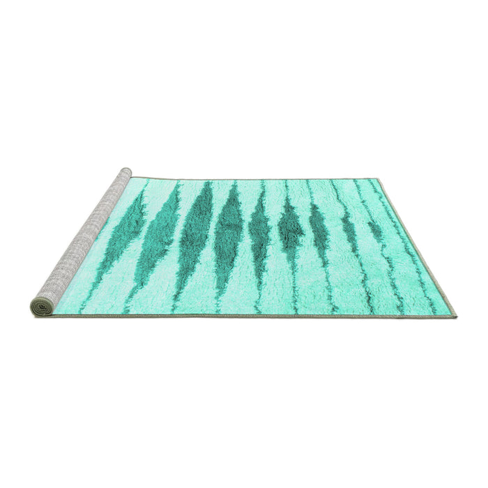 Sideview of Machine Washable Solid Turquoise Modern Area Rugs, wshcon467turq