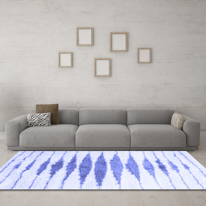 Machine Washable Solid Blue Modern Rug in a Living Room, wshcon467blu