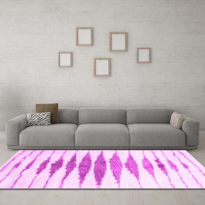 Machine Washable Solid Pink Modern Rug in a Living Room, wshcon467pnk