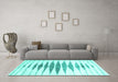 Machine Washable Solid Turquoise Modern Area Rugs in a Living Room,, wshcon467turq