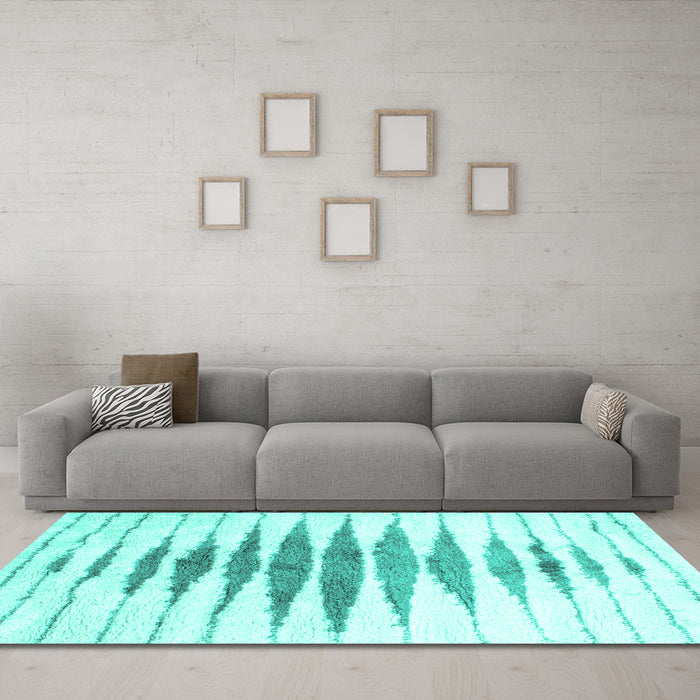 Machine Washable Solid Turquoise Modern Area Rugs in a Living Room,, wshcon467turq
