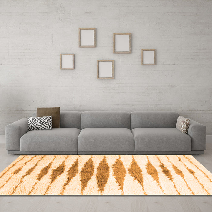 Machine Washable Solid Orange Modern Area Rugs in a Living Room, wshcon467org