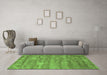 Machine Washable Abstract Green Contemporary Area Rugs in a Living Room,, wshcon468grn