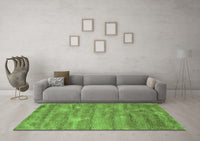 Machine Washable Abstract Green Contemporary Rug, wshcon468grn