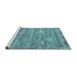 Sideview of Machine Washable Abstract Turquoise Contemporary Area Rugs, wshcon468turq