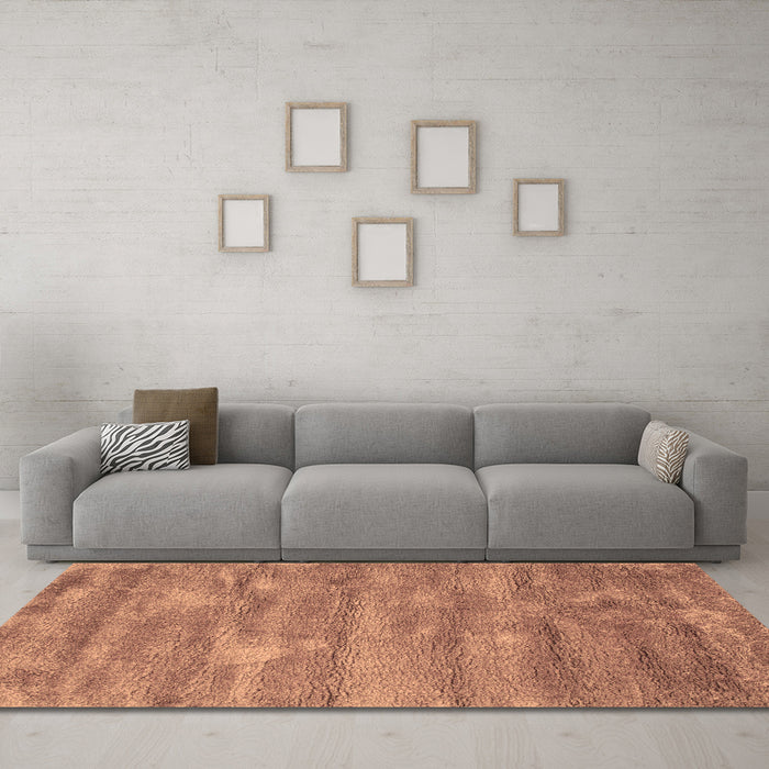 Machine Washable Abstract Brown Contemporary Rug in a Living Room,, wshcon468brn