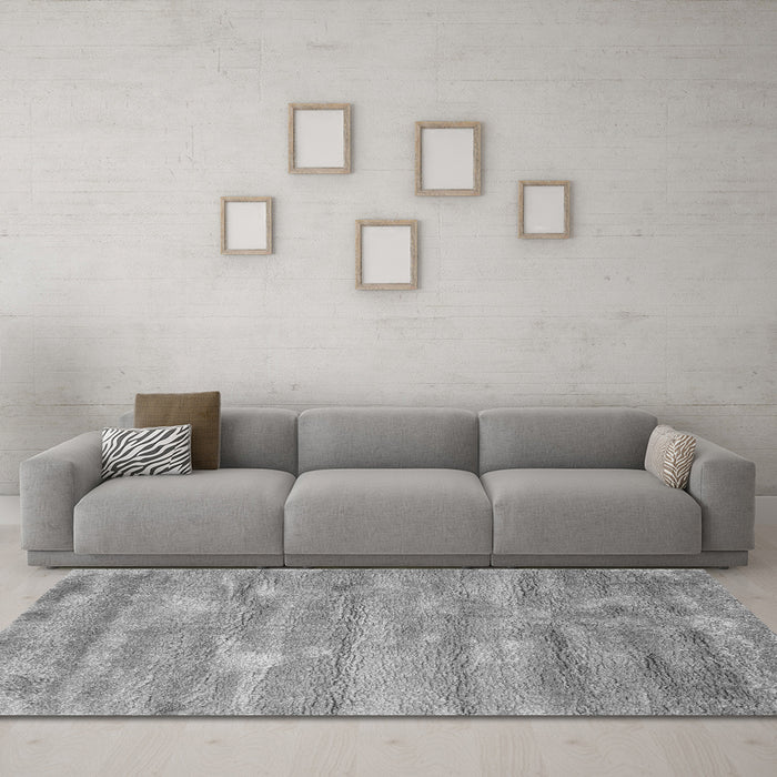 Machine Washable Abstract Gray Contemporary Rug in a Living Room,, wshcon468gry