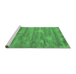 Sideview of Machine Washable Abstract Emerald Green Contemporary Area Rugs, wshcon468emgrn