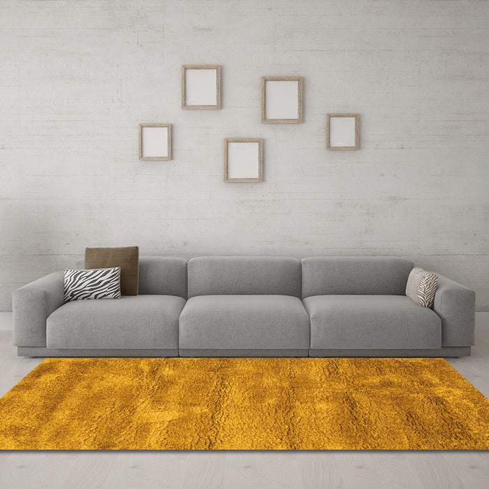 Machine Washable Abstract Yellow Contemporary Rug in a Living Room, wshcon468yw