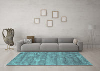 Machine Washable Abstract Turquoise Contemporary Rug, wshcon468turq