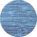 Round Abstract Light Blue Contemporary Rug, con468lblu