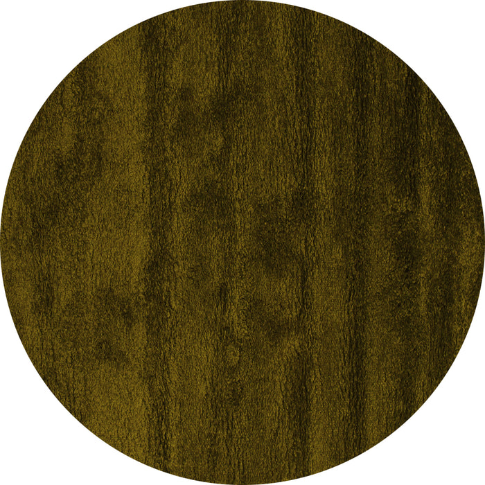 Round Machine Washable Abstract Yellow Contemporary Rug, wshcon469yw