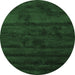 Round Machine Washable Abstract Emerald Green Contemporary Area Rugs, wshcon469emgrn