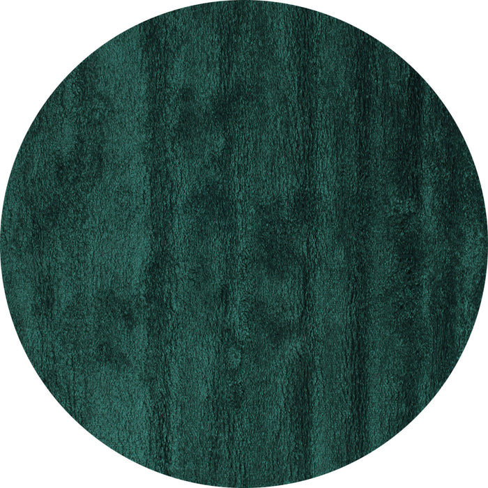 Round Machine Washable Abstract Turquoise Contemporary Area Rugs, wshcon469turq