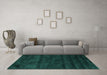 Machine Washable Abstract Turquoise Contemporary Area Rugs in a Living Room,, wshcon469turq