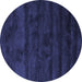 Round Machine Washable Abstract Blue Contemporary Rug, wshcon469blu