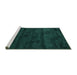 Sideview of Machine Washable Abstract Turquoise Contemporary Area Rugs, wshcon469turq