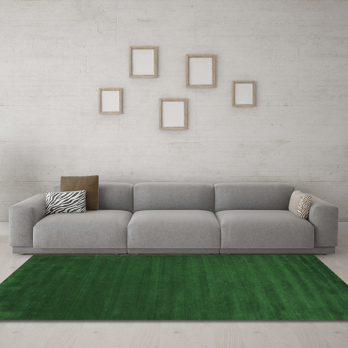 Machine Washable Abstract Emerald Green Contemporary Area Rugs in a Living Room,, wshcon46emgrn