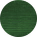 Round Machine Washable Abstract Emerald Green Contemporary Area Rugs, wshcon46emgrn