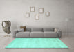 Machine Washable Abstract Turquoise Contemporary Area Rugs in a Living Room,, wshcon470turq