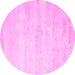 Round Abstract Pink Contemporary Rug, con470pnk