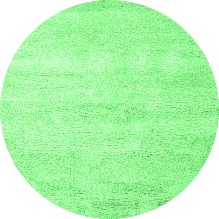 Round Machine Washable Abstract Emerald Green Contemporary Area Rugs, wshcon470emgrn