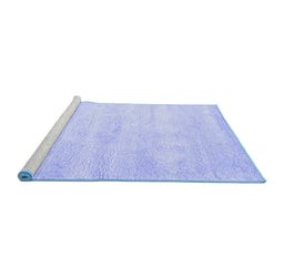 Sideview of Machine Washable Abstract Blue Contemporary Rug, wshcon470blu