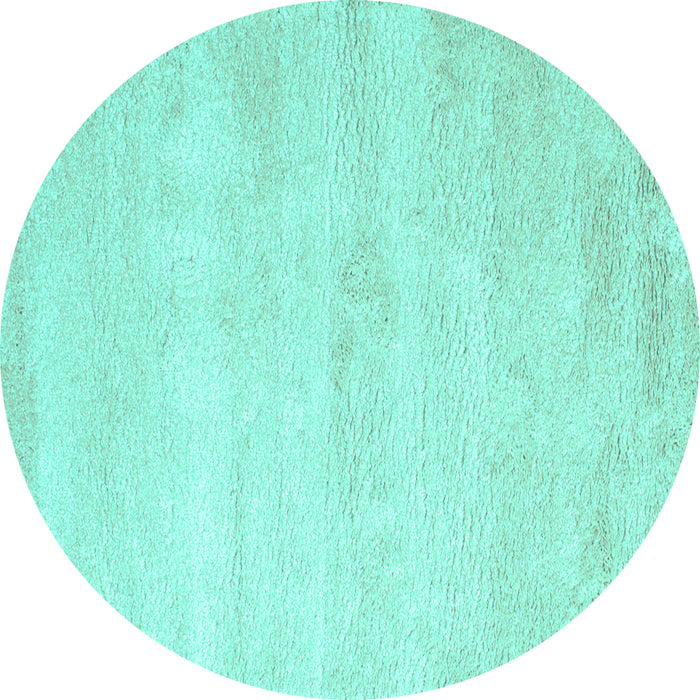 Round Machine Washable Abstract Turquoise Contemporary Area Rugs, wshcon470turq