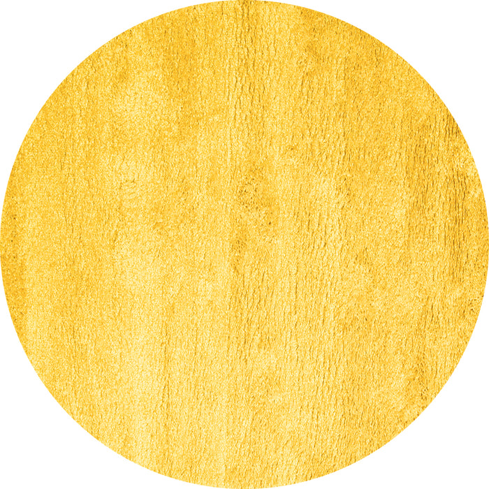 Round Machine Washable Abstract Yellow Contemporary Rug, wshcon470yw