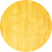 Round Abstract Yellow Contemporary Rug, con470yw