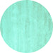 Round Abstract Turquoise Contemporary Rug, con470turq