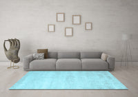 Machine Washable Abstract Light Blue Contemporary Rug, wshcon470lblu