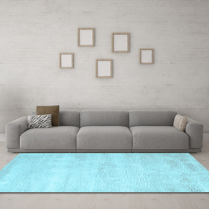 Machine Washable Abstract Light Blue Contemporary Rug in a Living Room, wshcon470lblu