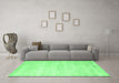 Machine Washable Abstract Emerald Green Contemporary Area Rugs in a Living Room,, wshcon470emgrn