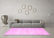 Machine Washable Abstract Pink Contemporary Rug in a Living Room, wshcon470pnk