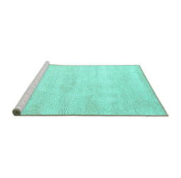 Sideview of Machine Washable Abstract Turquoise Contemporary Area Rugs, wshcon470turq