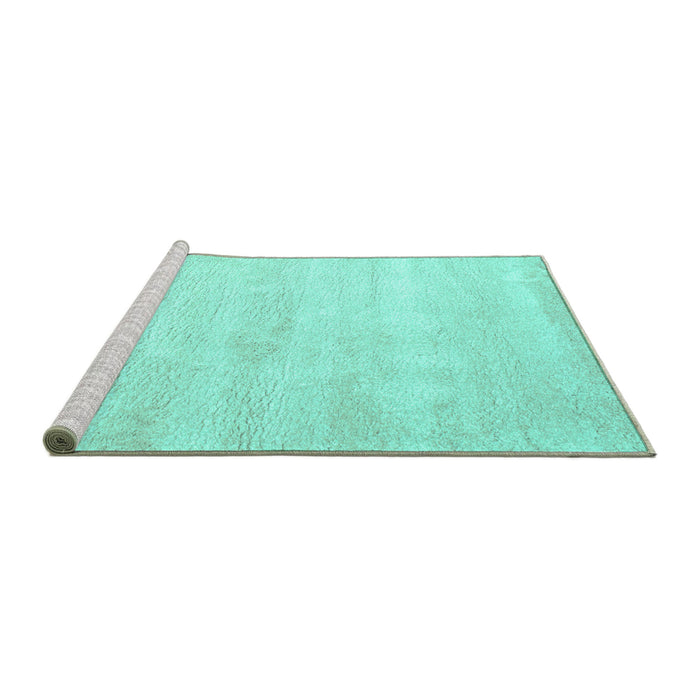 Sideview of Machine Washable Abstract Turquoise Contemporary Area Rugs, wshcon470turq