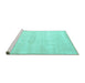 Sideview of Machine Washable Abstract Turquoise Contemporary Area Rugs, wshcon470turq