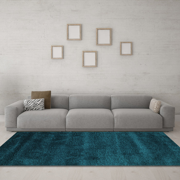 Machine Washable Abstract Turquoise Contemporary Area Rugs in a Living Room,, wshcon471turq
