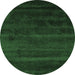 Round Abstract Emerald Green Contemporary Rug, con471emgrn