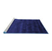 Sideview of Machine Washable Abstract Blue Contemporary Rug, wshcon471blu