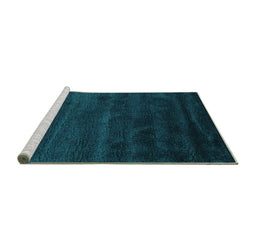 Sideview of Machine Washable Abstract Turquoise Contemporary Area Rugs, wshcon471turq