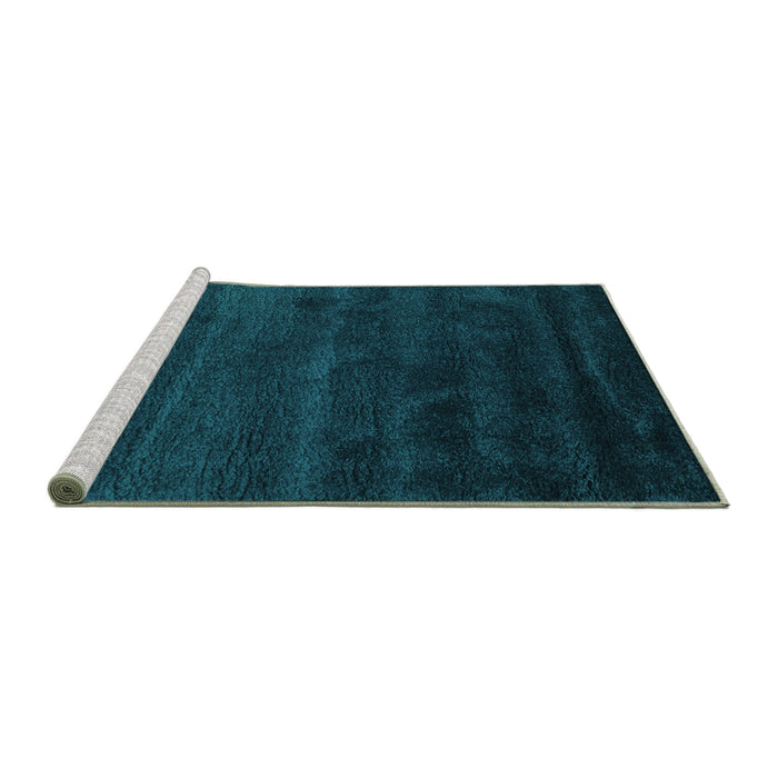 Sideview of Machine Washable Abstract Turquoise Contemporary Area Rugs, wshcon471turq