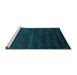 Sideview of Machine Washable Abstract Turquoise Contemporary Area Rugs, wshcon471turq