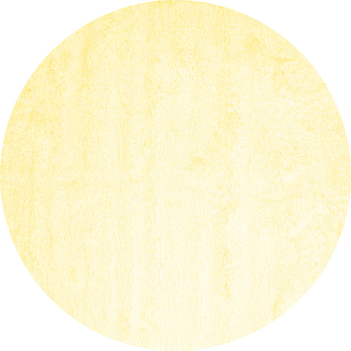 Round Machine Washable Solid Yellow Modern Rug, wshcon472yw