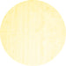 Round Machine Washable Solid Yellow Modern Rug, wshcon472yw