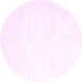 Round Machine Washable Solid Pink Modern Rug, wshcon472pnk