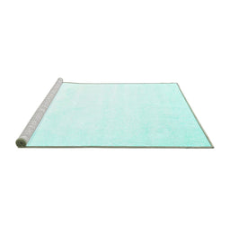 Sideview of Machine Washable Solid Turquoise Modern Area Rugs, wshcon472turq