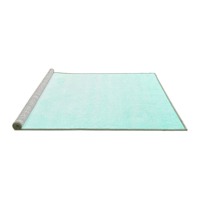 Sideview of Machine Washable Solid Turquoise Modern Area Rugs, wshcon472turq