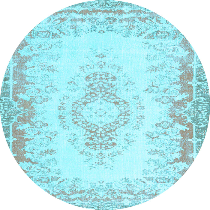Round Machine Washable Abstract Light Blue Contemporary Rug, wshcon473lblu